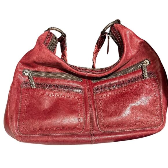 Brighton Florencia Valencia Hobo Red Leather Expandable Purse w/Dust Bag - Picture 1 of 10